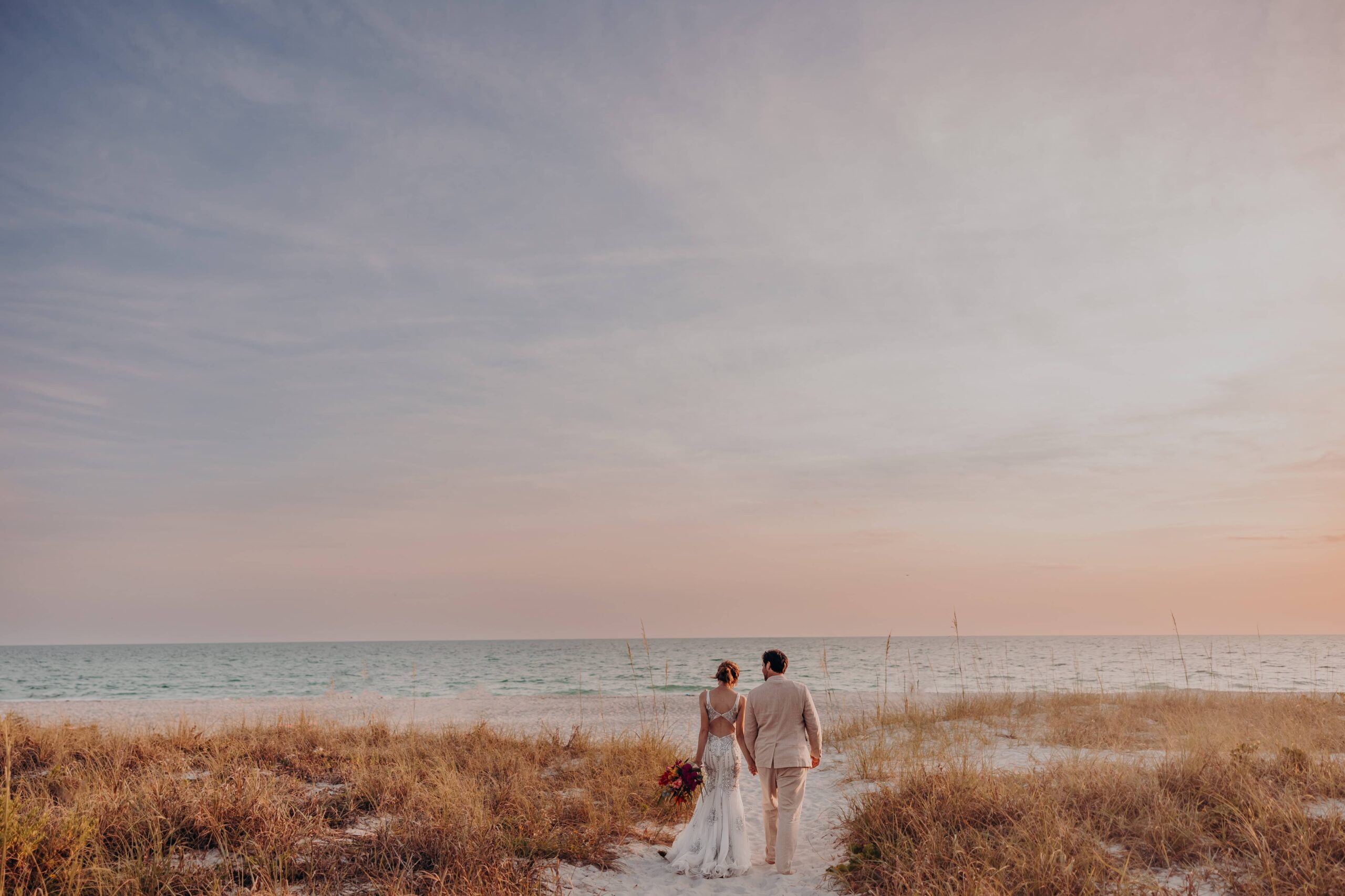 sarasota beach wedding sunset portraits