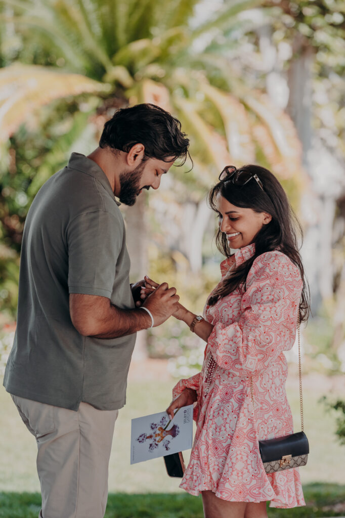 Sarasota proposal photographer capturing emotional Selby Botanical Gardens proposal moment