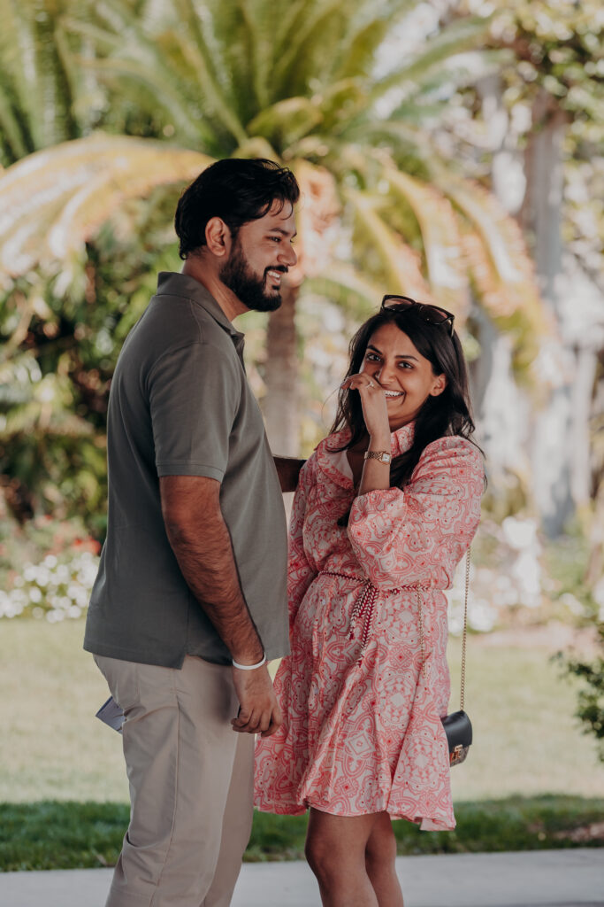 Emotional couple moment during Selby Botanical Gardens proposal