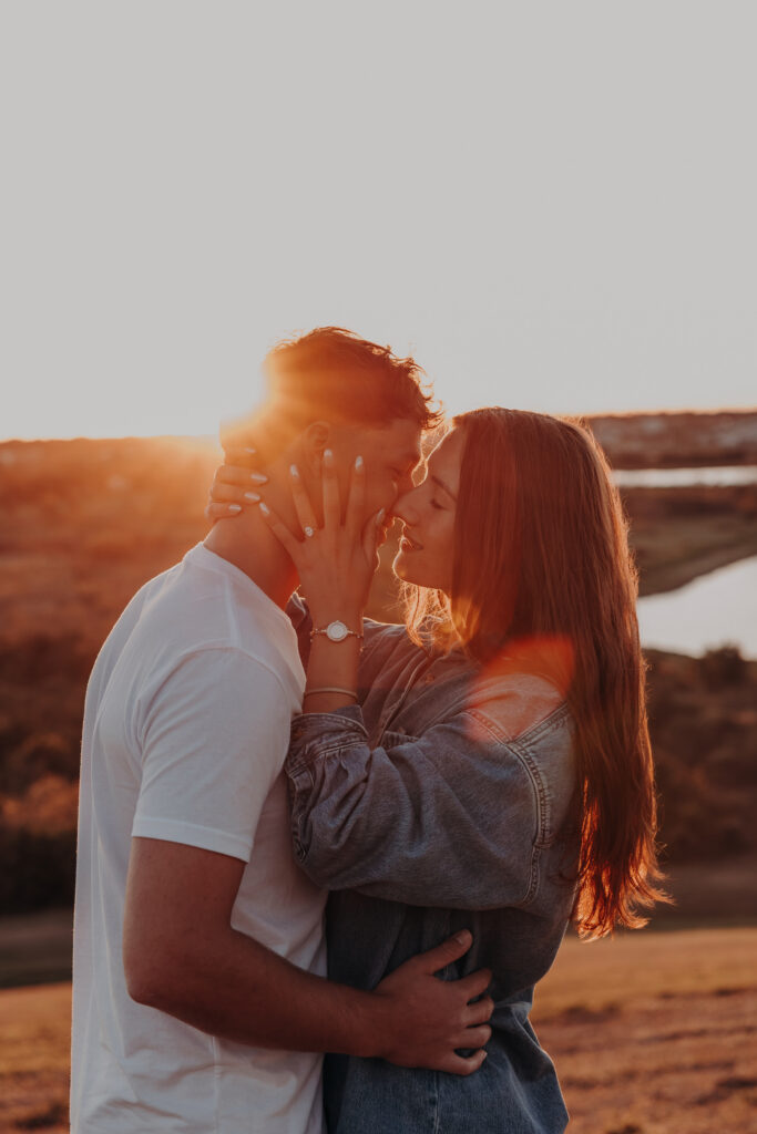 Sunset proposal photos at Celery Fields Sarasota with golden light