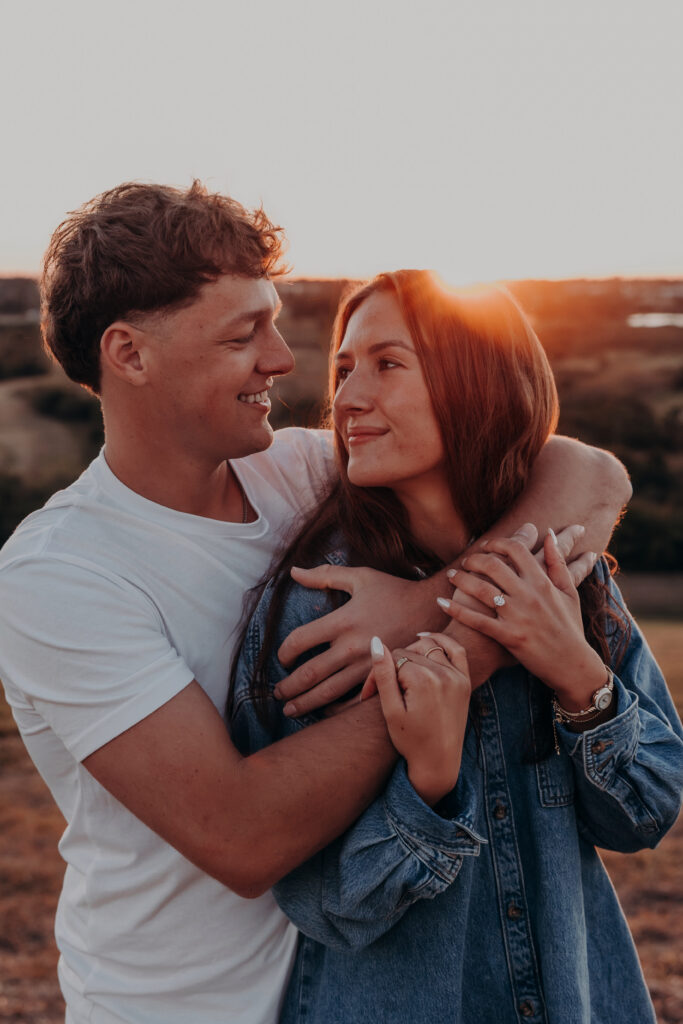 Candid engagement photos at Celery Fields in Sarasota after proposal