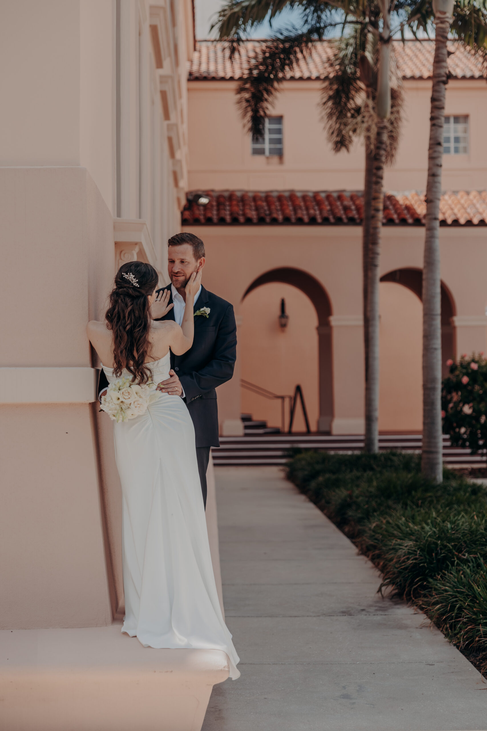 Will pulling Liza in close at the entrance of the Sarasota Historic Courthouse Florida