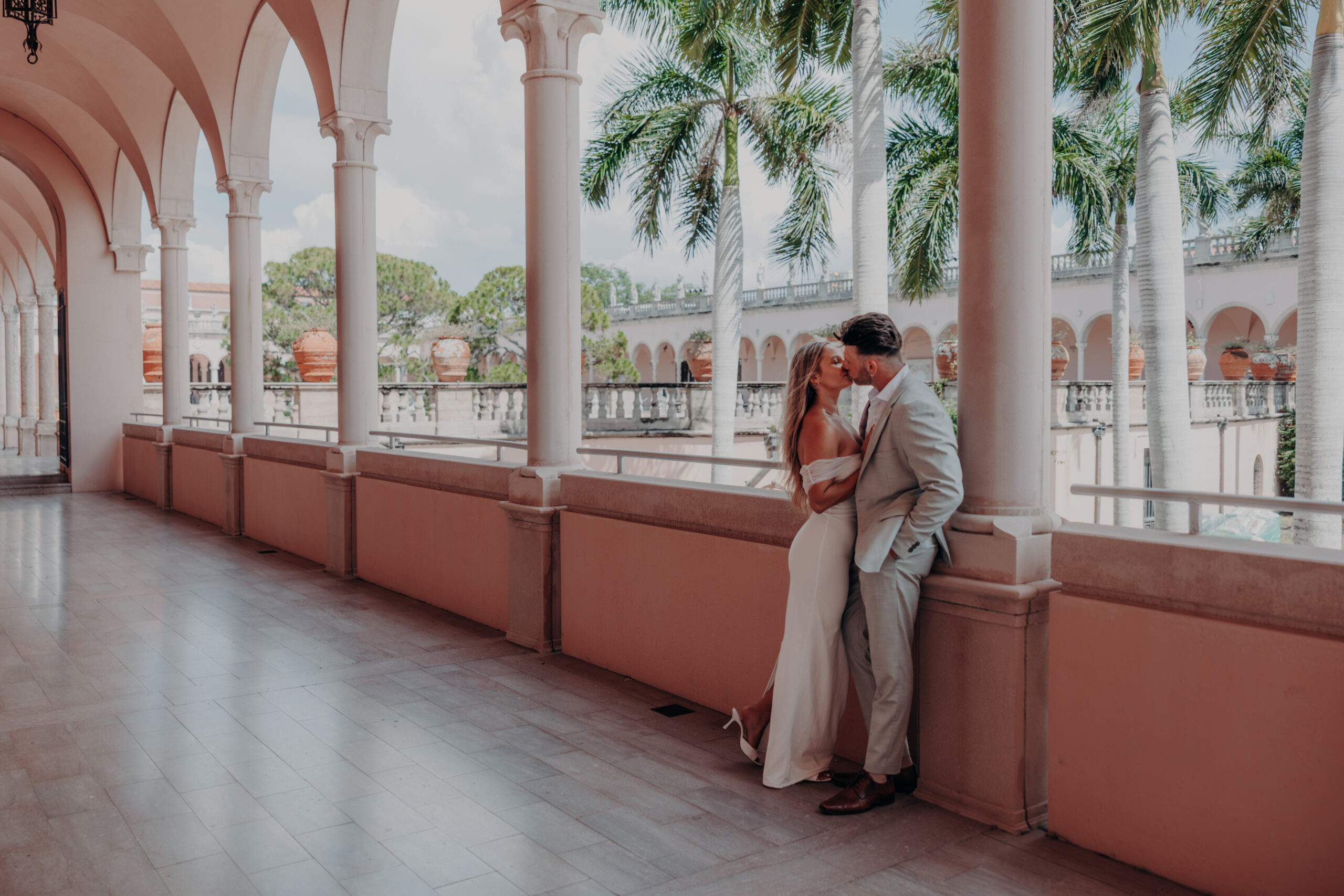 Nicole and Gabe portrait in the gardens at the John and Mable Ringling Museum of Art Sarasota