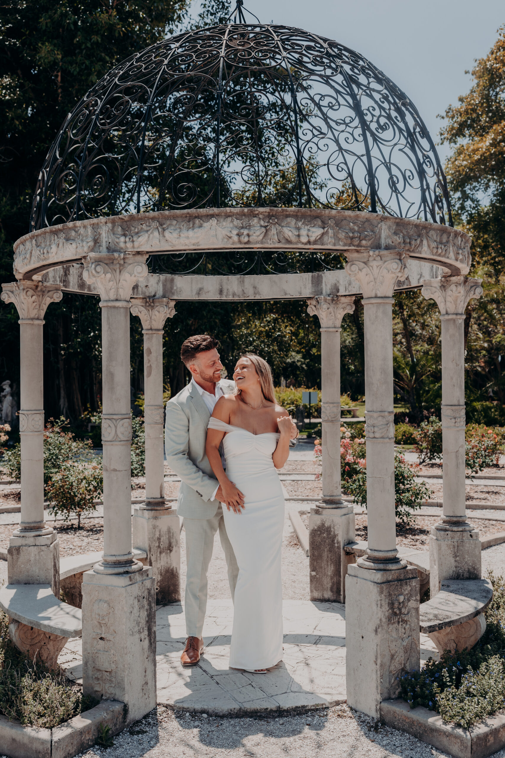 Ringling Museum engagement session Sarasota Florida couple portrait in the arched walkway