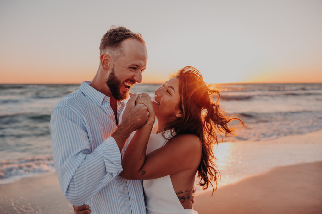 Bianca and Patrick - Sarasota beach proposal, photographed by Angela Moon Photography