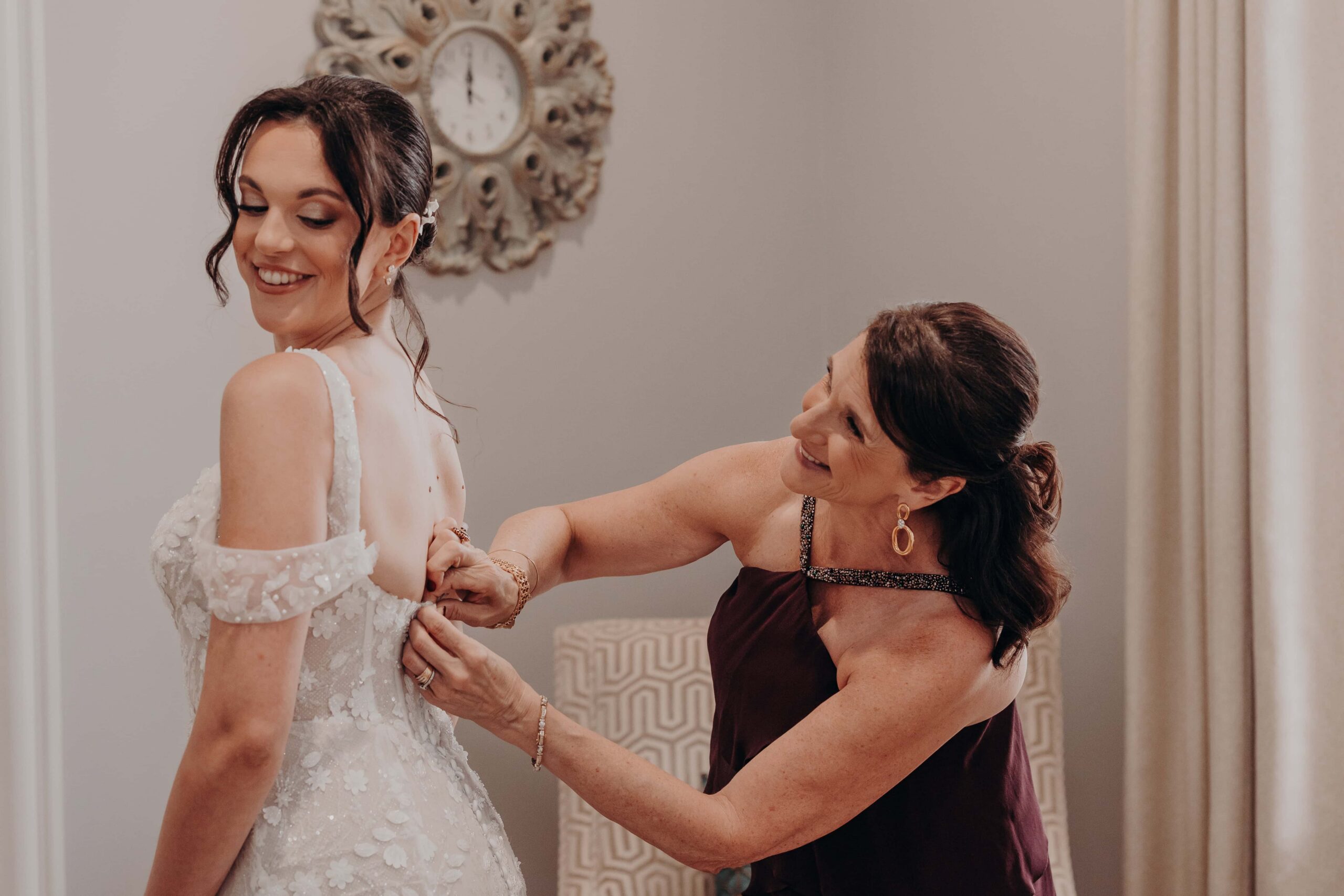 Bride Brianna getting ready portrait at Lakewood Ranch Golf and Country Club before her Our Lady of the Angels Catholic Church wedding