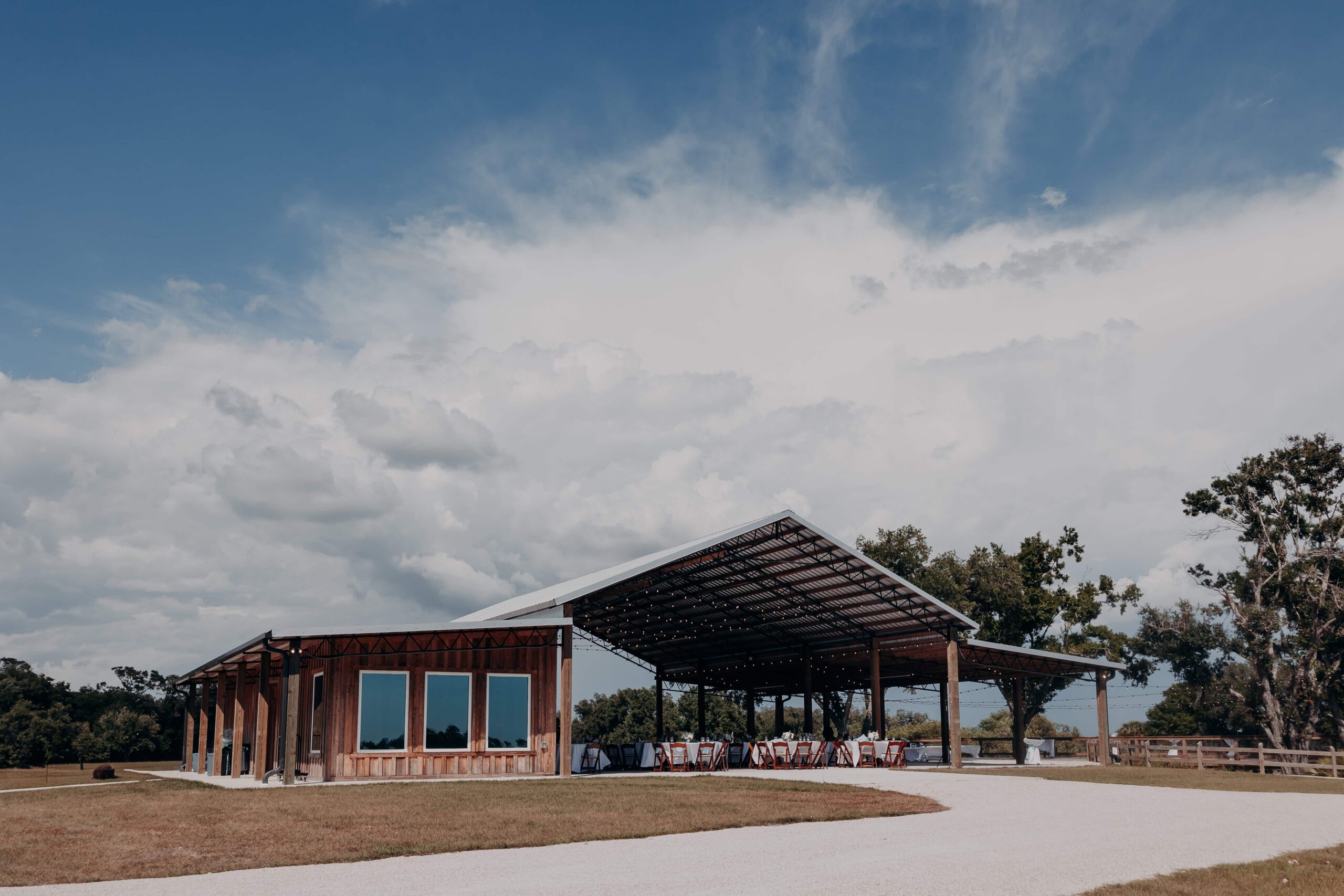Brown's Grove Farm wedding venue exterior barn and pavilion in Parrish Florida