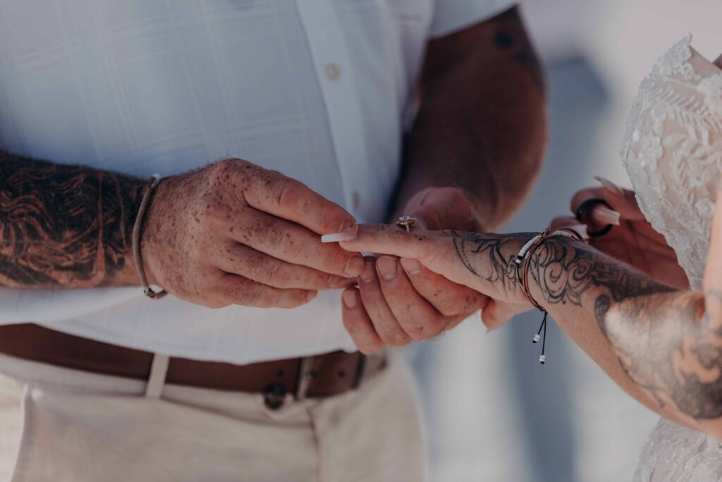 First kiss beach elopement ceremony Siesta Key Sarasota Florida
