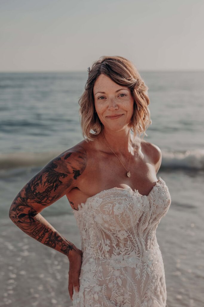 Golden hour beach elopement portraits Siesta Key Sarasota Florida