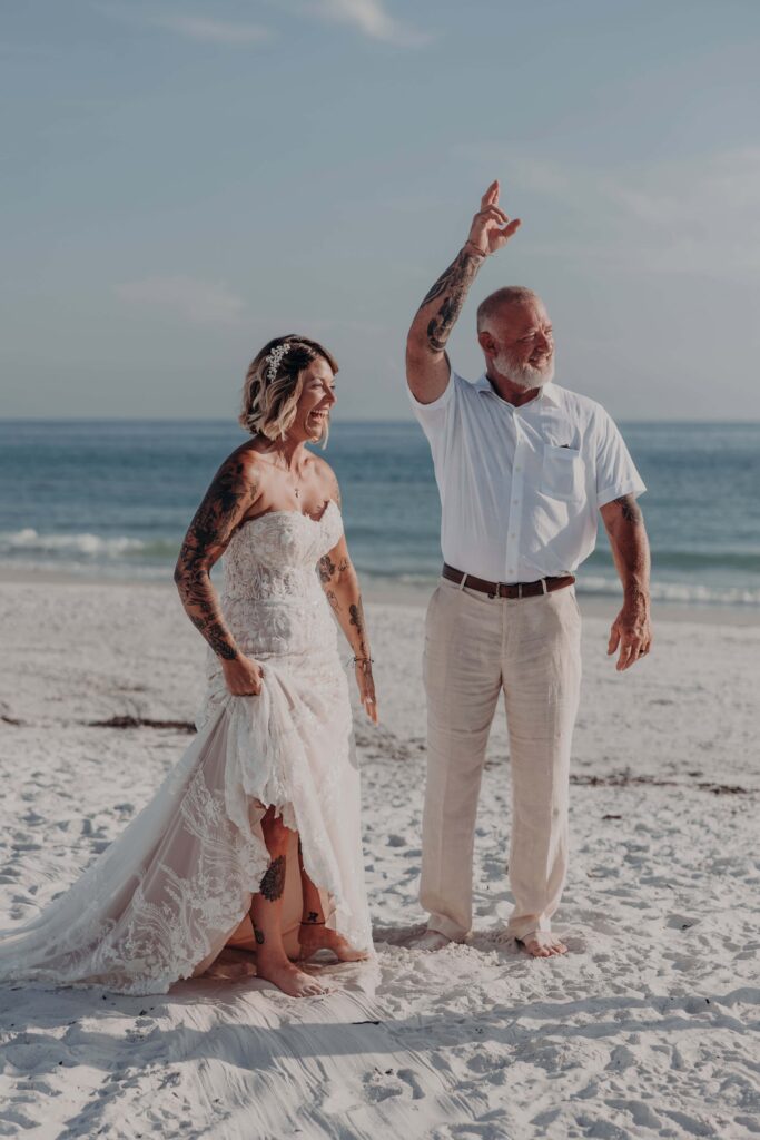 Sarah and Jasen with their kids after their Siesta Key beach elopement ceremony
