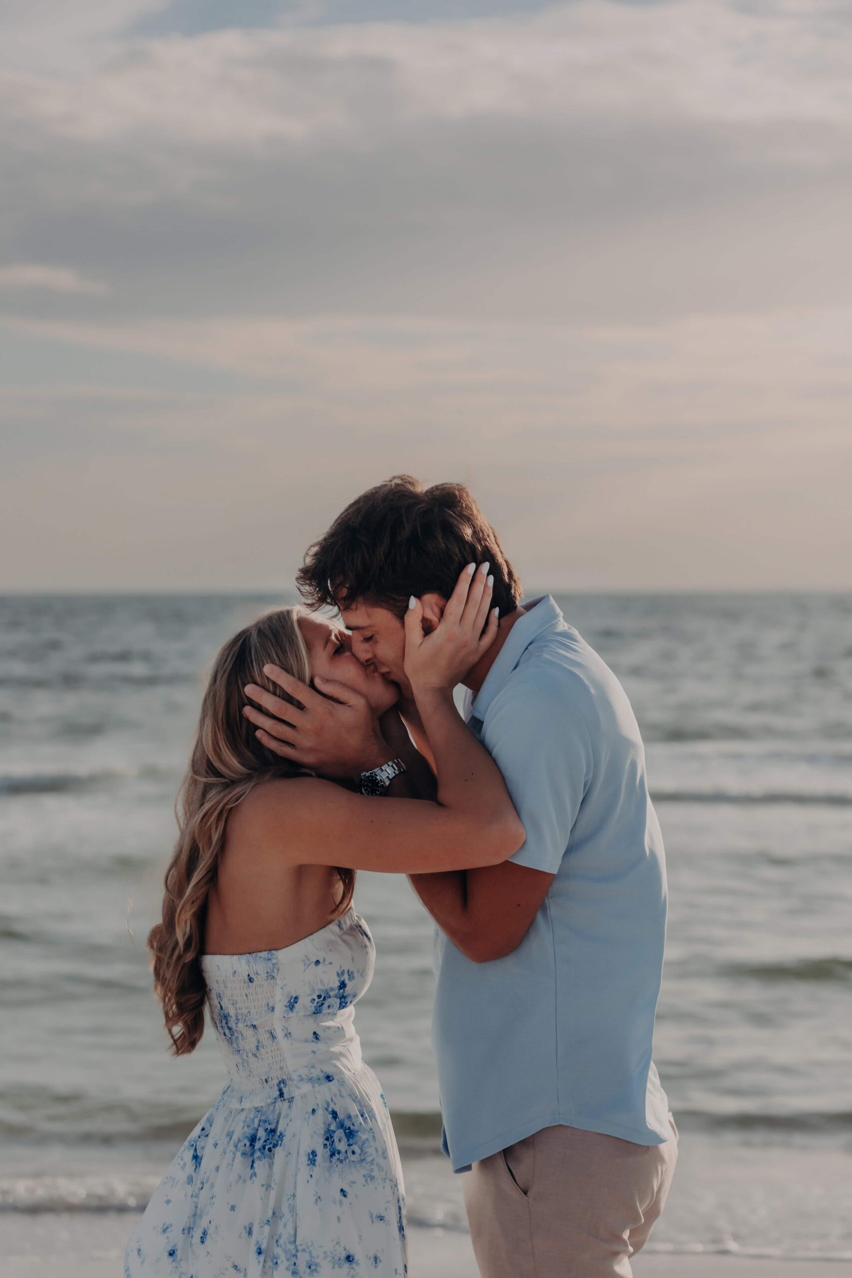 Quinten and Suzanna forehead to forehead after their Lido Beach proposal