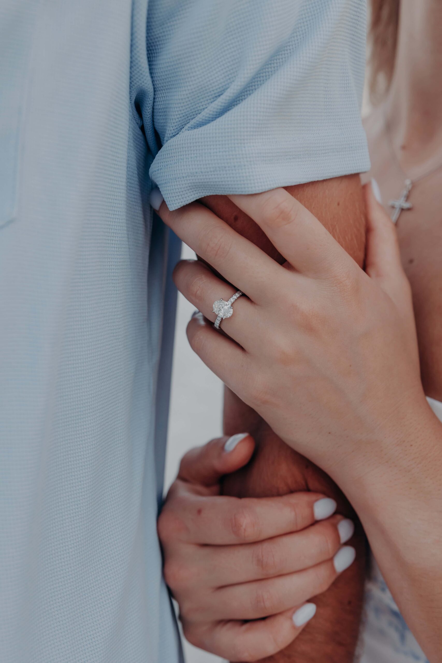 Close up of the engagement ring after the Lido Beach proposal in Sarasota