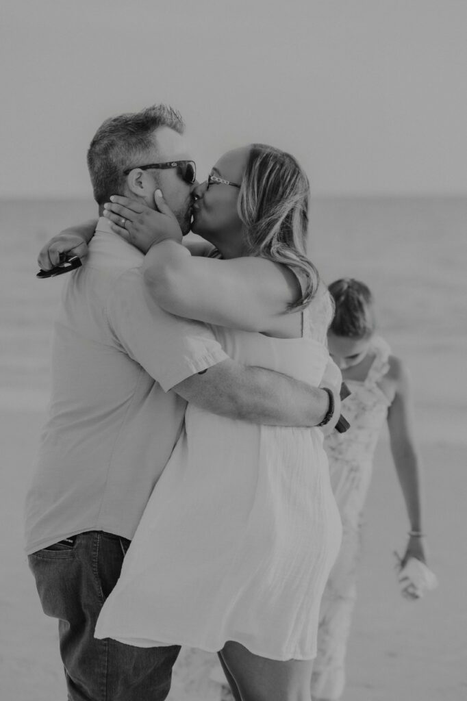 siesta key beach proposal black and white kiss sarasota photographer