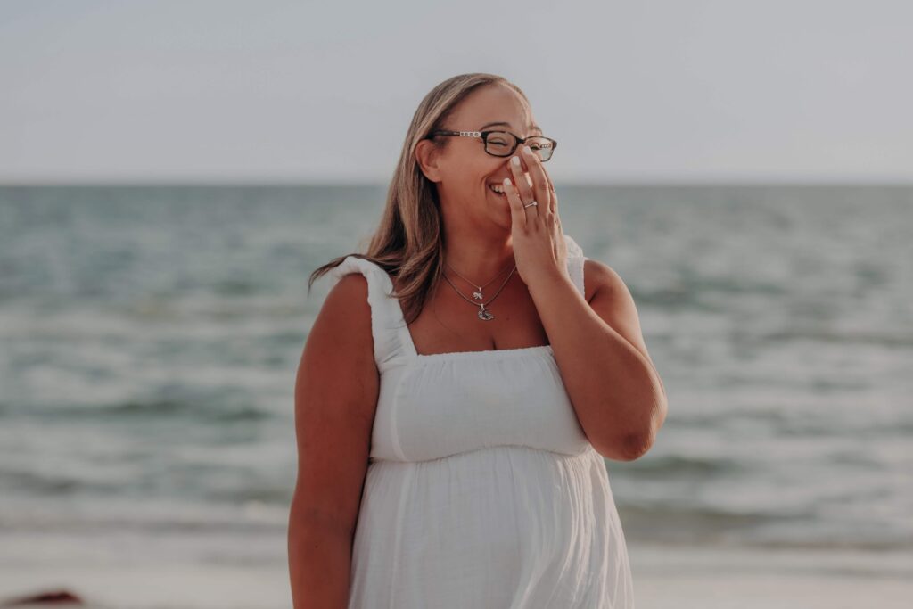 siesta key beach proposal engagement ring close up couple sarasota