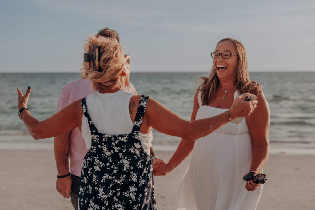 siesta key beach proposal family celebrating together sarasota