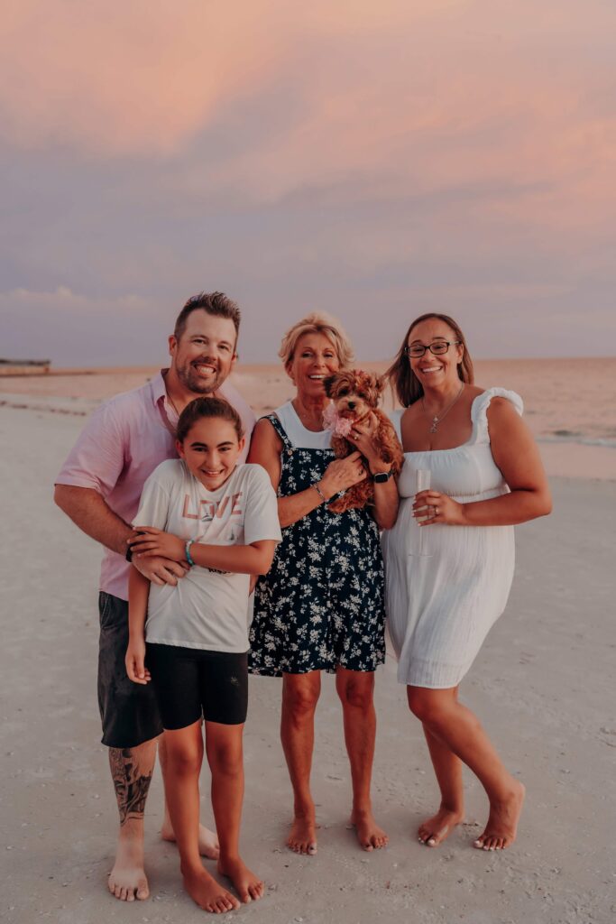 siesta key beach proposal full family group portrait dog sarasota