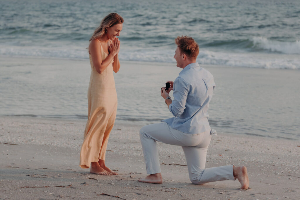 Golden hour portrait of Michael and Regan after their Zota Beach Resort proposal