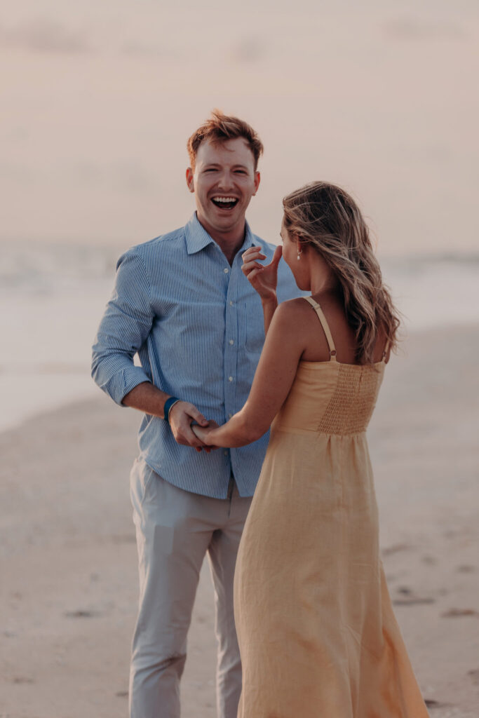 Golden hour portrait of Michael and Regan after their Zota Beach Resort proposal