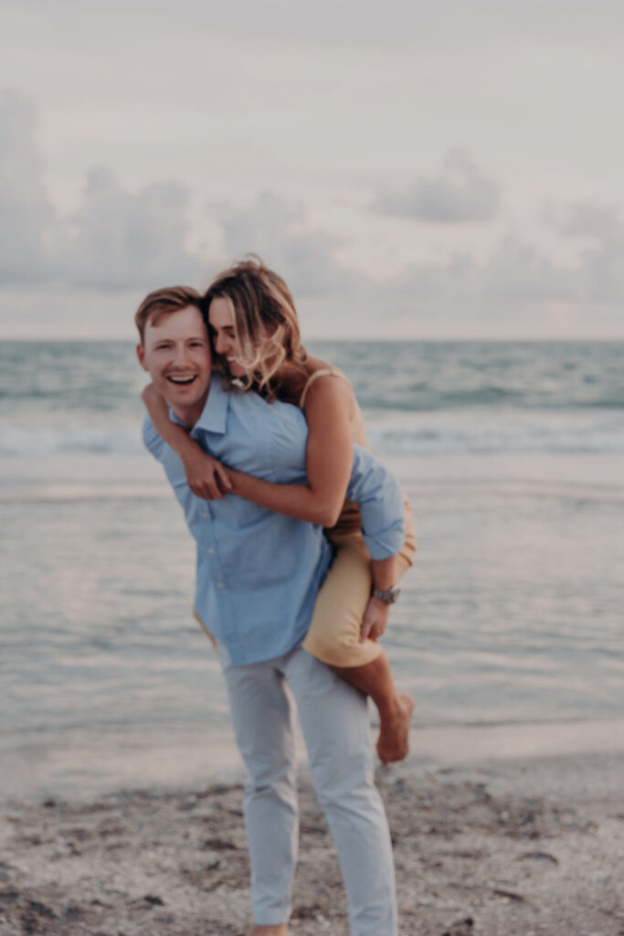 Golden hour portrait of Michael and Regan after their Zota Beach Resort proposal